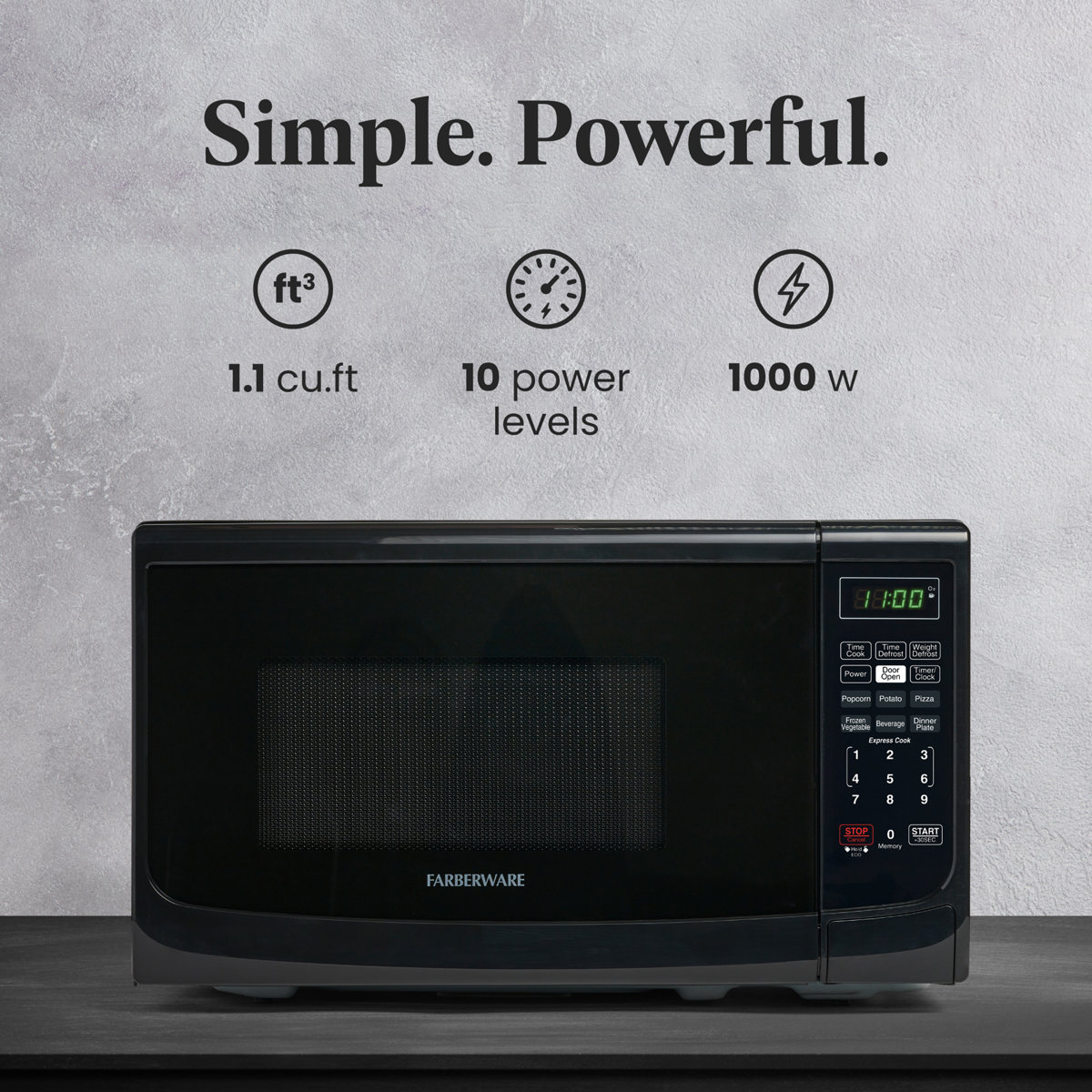 Farberware Countertop Microwave 0.7 Cu. Ft. 700-Watt Compact Microwave Oven FMO07ABTBKA